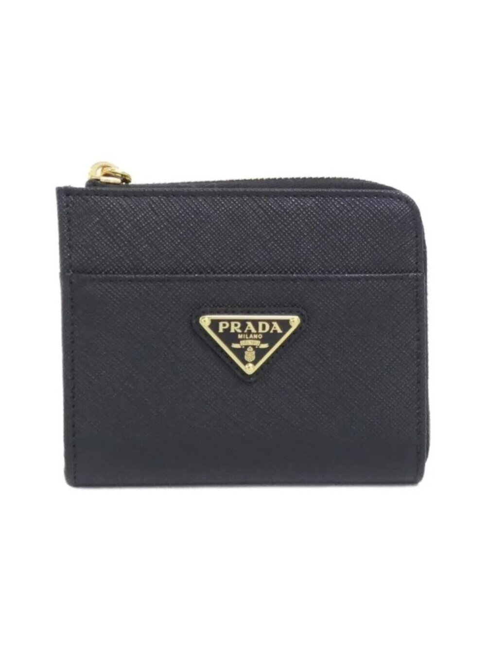 PRADA Round zipper black leather wallet BRAND NEW